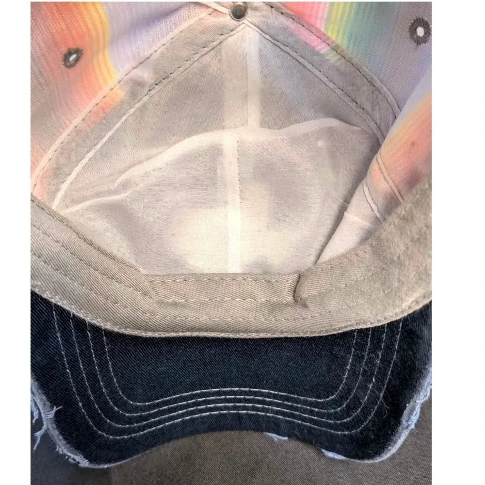 Hat Republic ~ Texas Serape‎ Baseball Cap ~ OS ~ Navy Blue Distressed/Rainbow